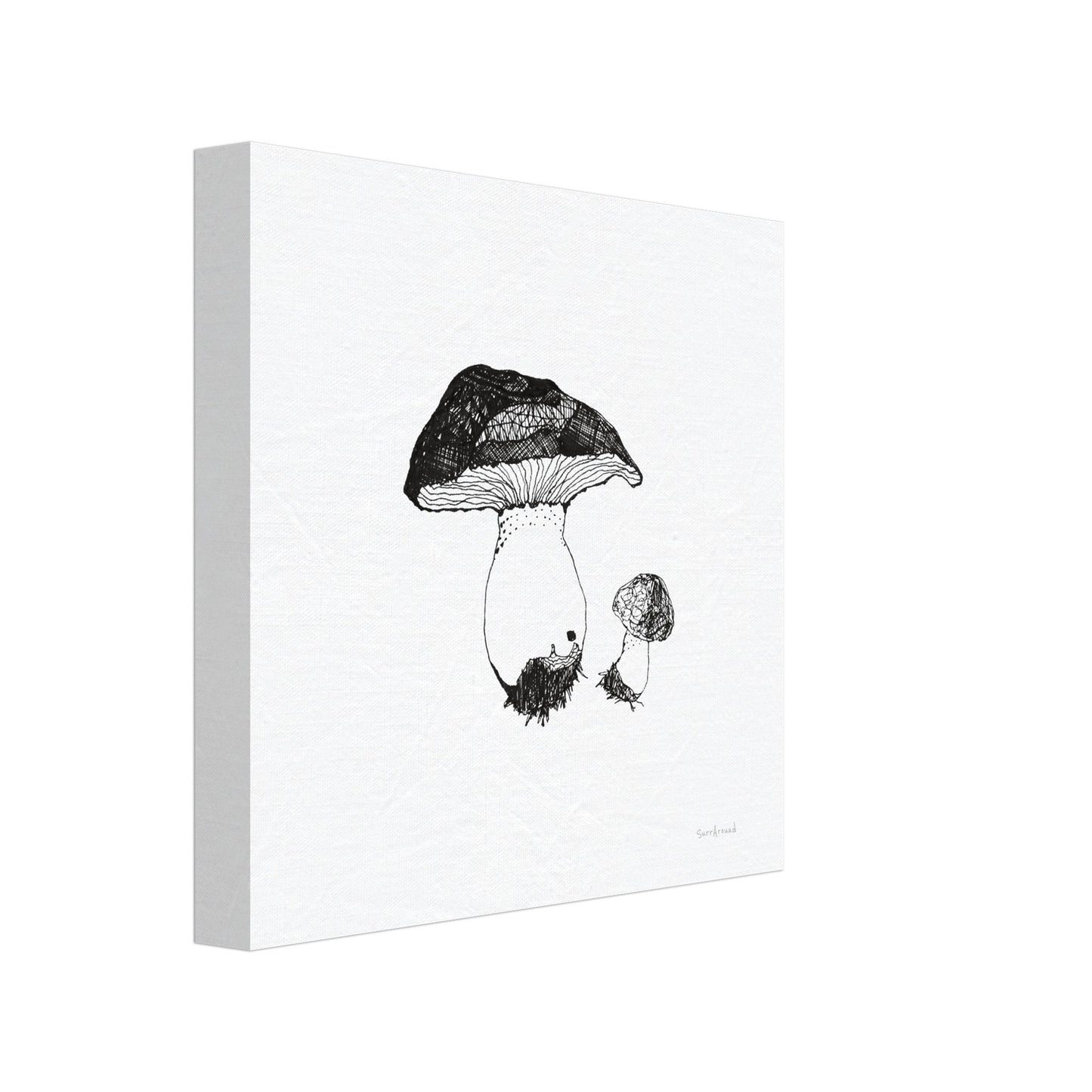 Truly one-of-a-kind canvas wall art, Mushroom. Unique illustration of cute mushrooms by Japanese artist, originally hand drawn. Enhanced texture and timeless beauty with our canvas print.
