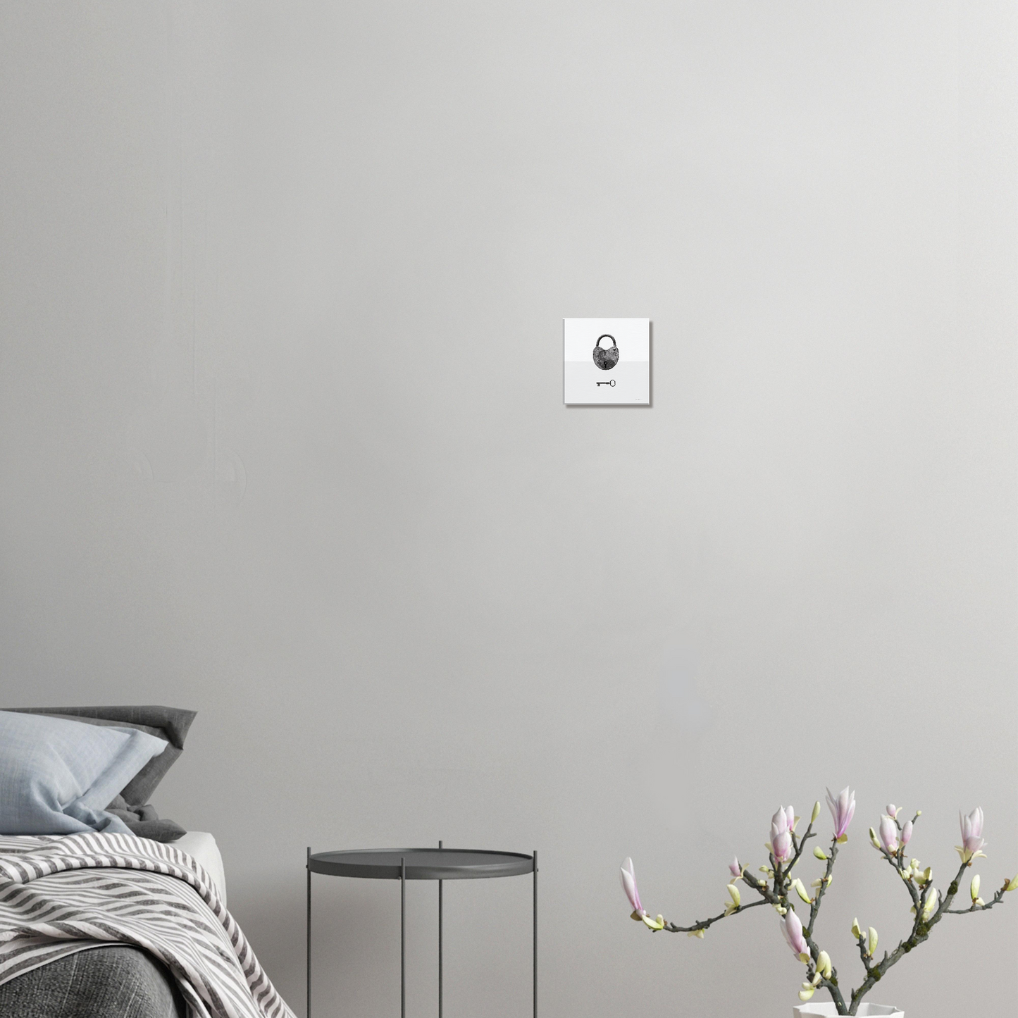 Truly one-of-a-kind canvas wall art, Old Heart Lock. Unique illustration of old heart lock and key with hidden stories in space and time, designed by Japanese artist. Enhanced texture with our canvas print.