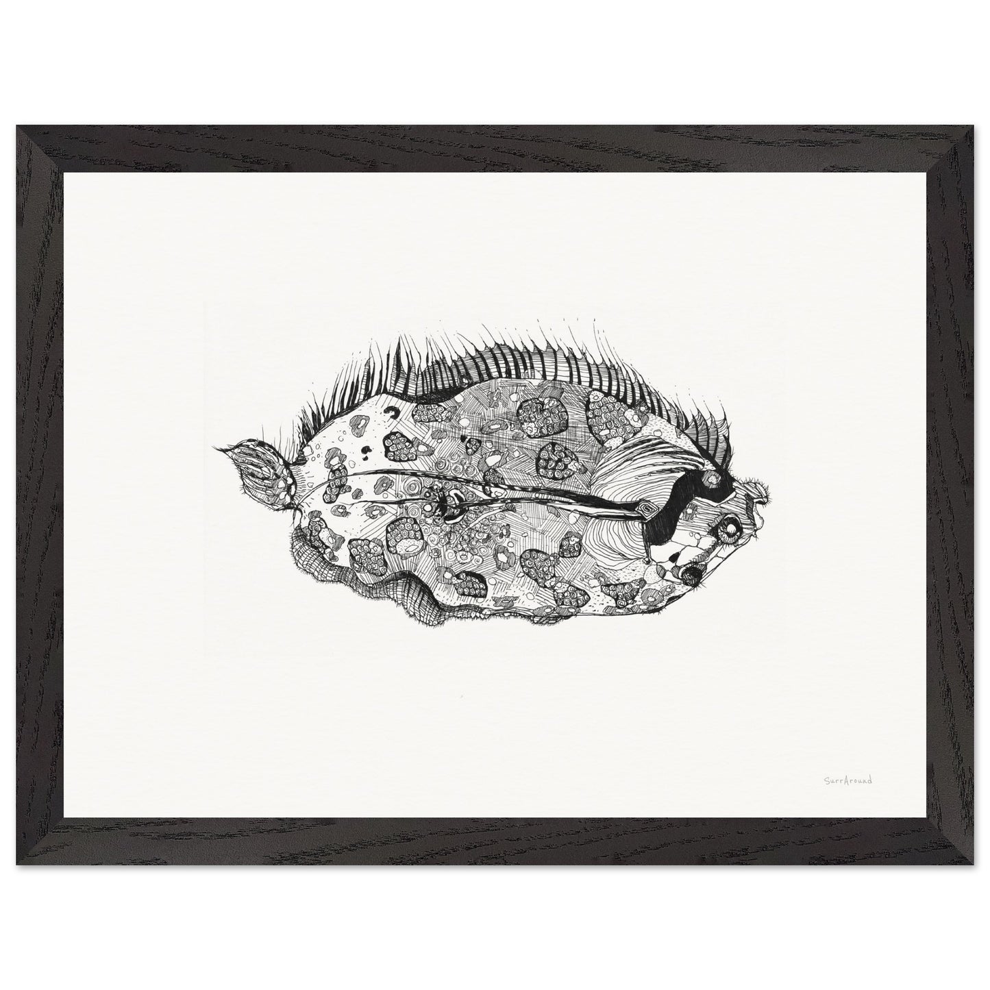 Premium Quality Wall Art, Flounder, Beautiful Fish. Beautiful subtle pattern of spots on the fish body, inspired in Exmouth, WA. Premium Wooden Framed Poster With Museum-Quality Matte Paper Ready to hang.