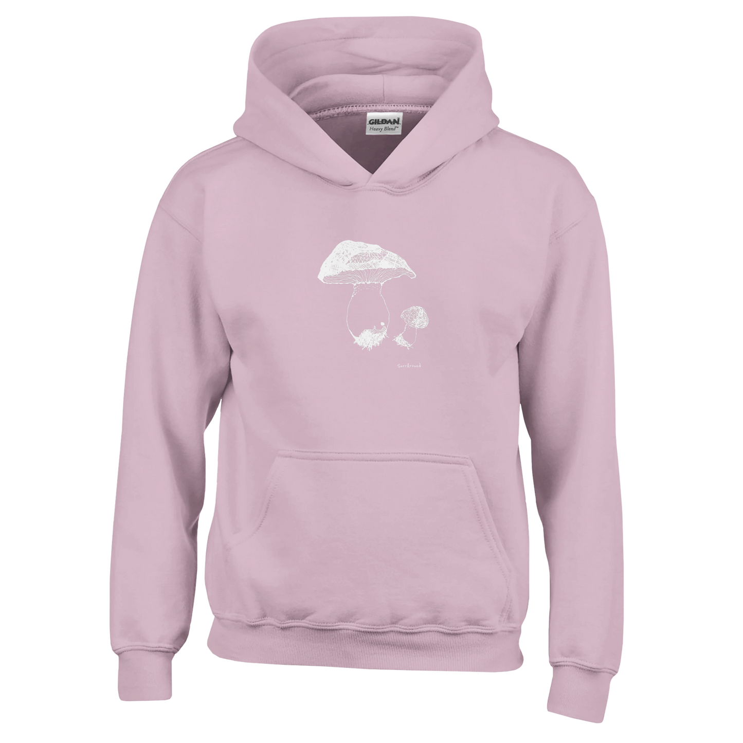 Classic Comfort Kids Hoodie, Mushroom designed by artist. Discover our Mushroom-themed soft, Pullover, 50% cotton & 50% polyester hoodie, durability with soft feel. Ideal for year-round wear with a kangaroo pocket.