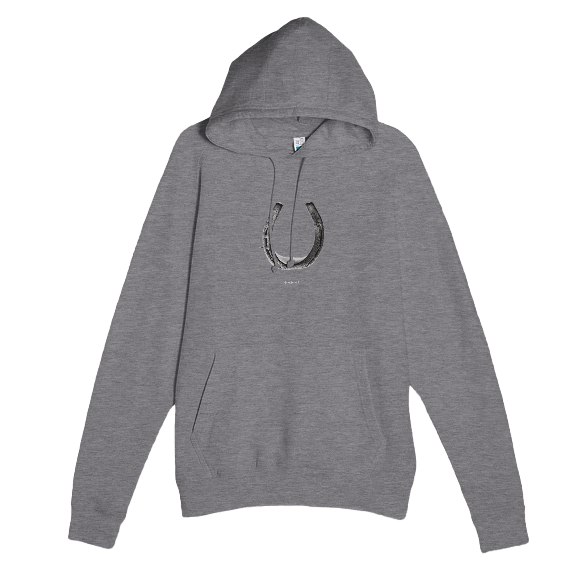 Unique Premium Adult Hoodie, Old Horseshoe in space & time. Bringing happiness with the steps brought by old rusty horseshoe. Soft, durable unisex pullover hoodie, ideal for year-round wear.