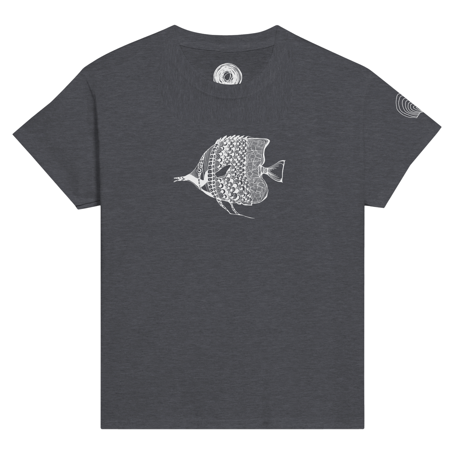 Unique Classic Kids T-shirt, beautiful fish design. Unisex Crewneck T-shirt, Eco-Friendly 100% cotton in soft feel. Illustrated unique fish, detailed with Japanese traditional patterns, hand drawn by artist.