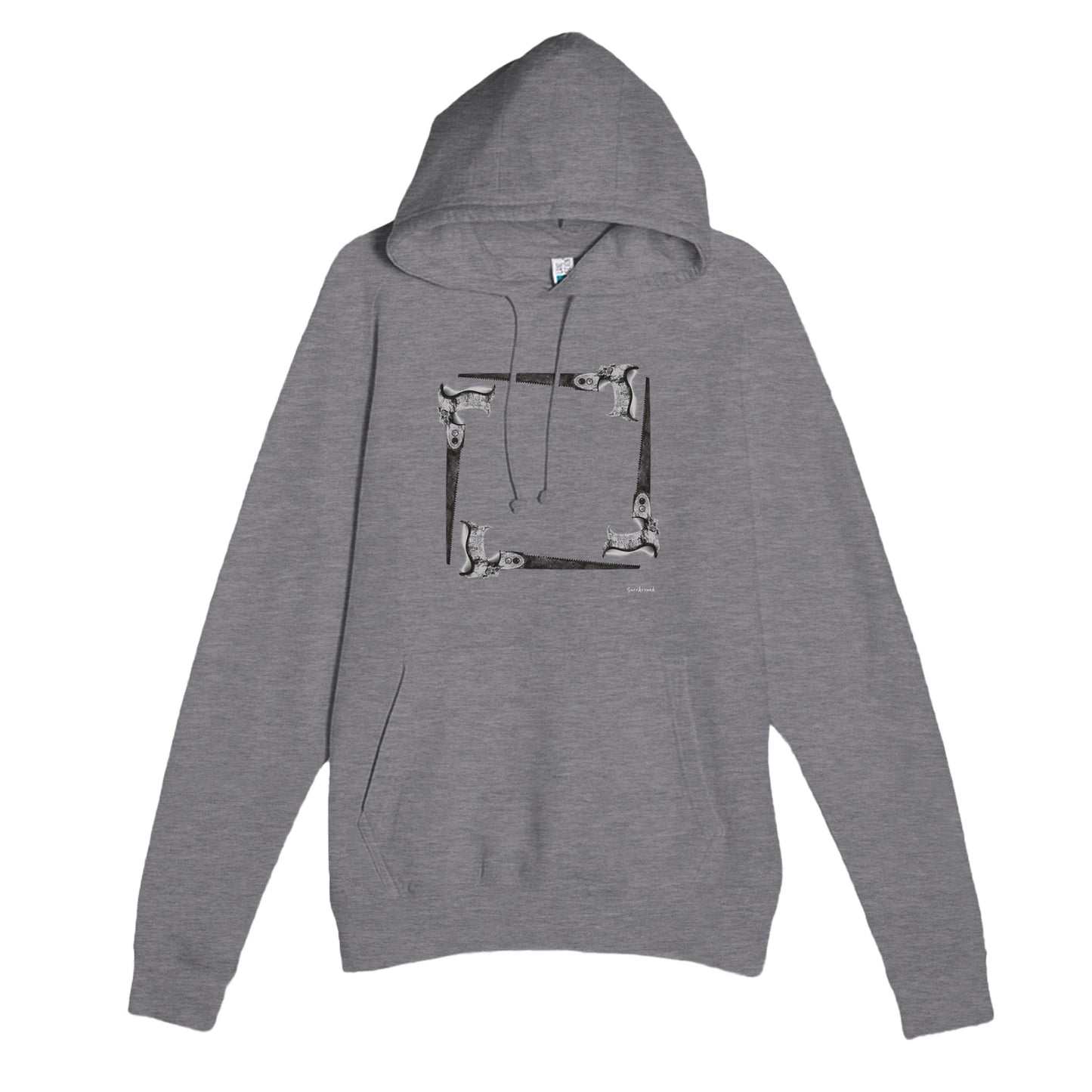 Unique Premium Adult Hoodie, Old Saw, Tool in space & time. After years of use, ornamental handle and rusted saw teeth appear a little melancholic. Soft, durable unisex pullover hoodie, ideal for year-round wear.