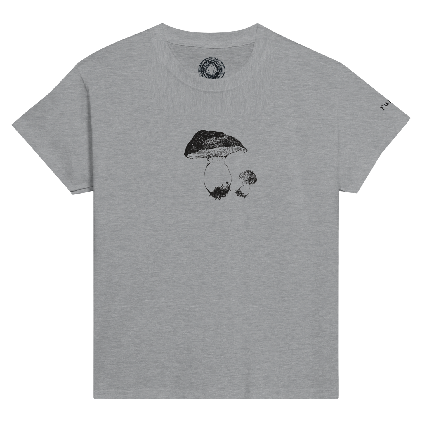 Classic Comfort Kids T-shirt, Mushroom inspired by nature. Unisex Crewneck T-shirt, Eco-Friendly 100% cotton in soft feel. Unique illustration of cute mushrooms by artist, originally hand drawn.