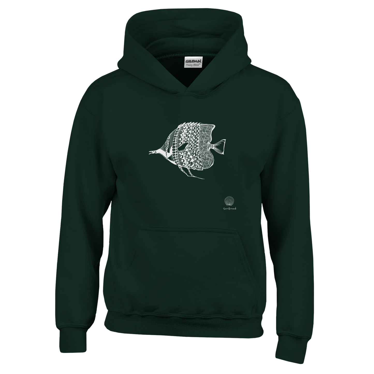 Unique Classic Kids Hoodie, beautiful fish design. Soft, durable unisex pullover hoodie, ideal for year-round wear. Illustrated unique fish, detailed with Japanese traditional patterns, hand drawn by artist.