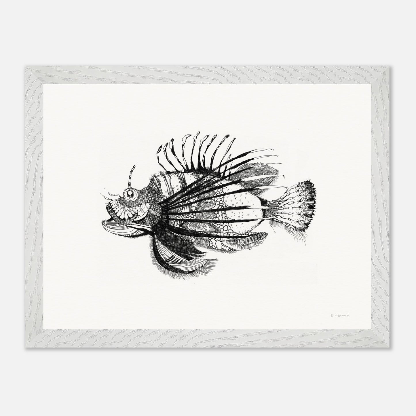 Premium Quality Wall Art, Lionfish, Beautiful Fish in WA. Inspired by the exquisite form adorned with poisonous spines, discovered at Exmouth. Premium Wooden Framed Poster With Museum-Quality Matte Paper Ready to hang.