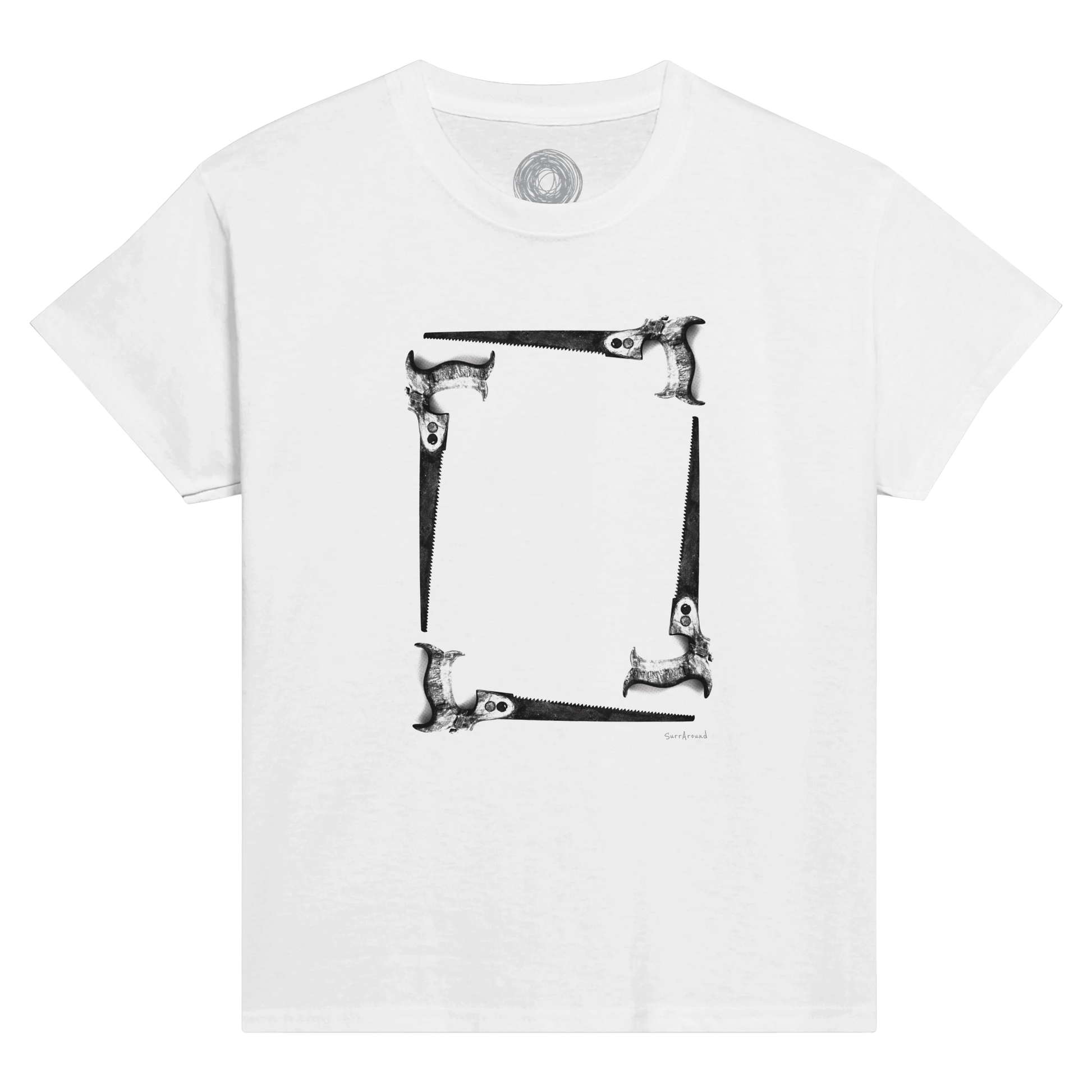 Classic Comfort Kids T-shirt, Old Saw, Tool in space & time. Old saw with an handle and rusted saw teeth must have an unique story. Designed by a designer. Unisex Crewneck T-shirt, Eco-Friendly 100% cotton in soft feel.