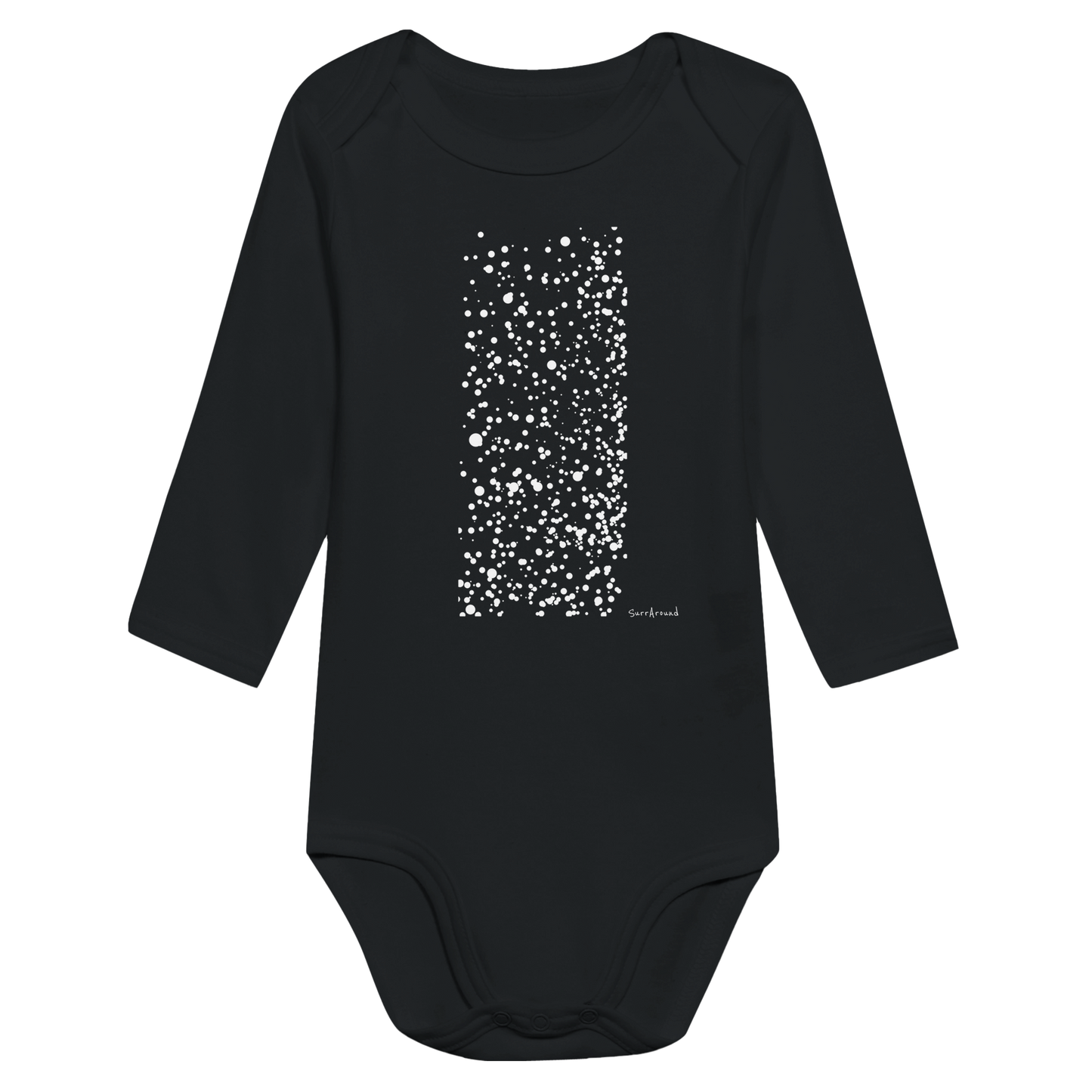 Baby Long Sleeve Bodysuit, Snow inspired by nature. Unique Unisex Classic Bodysuit, Eco-Friendly 100% cotton, soft and comfortable. Illustrated snow designed by Japanese artist.