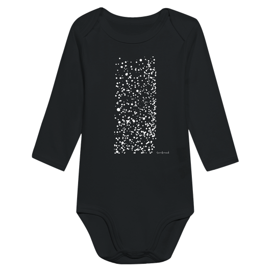 Baby Long Sleeve Bodysuit, Snow inspired by nature. Unique Unisex Classic Bodysuit, Eco-Friendly 100% cotton, soft and comfortable. Illustrated snow designed by Japanese artist.