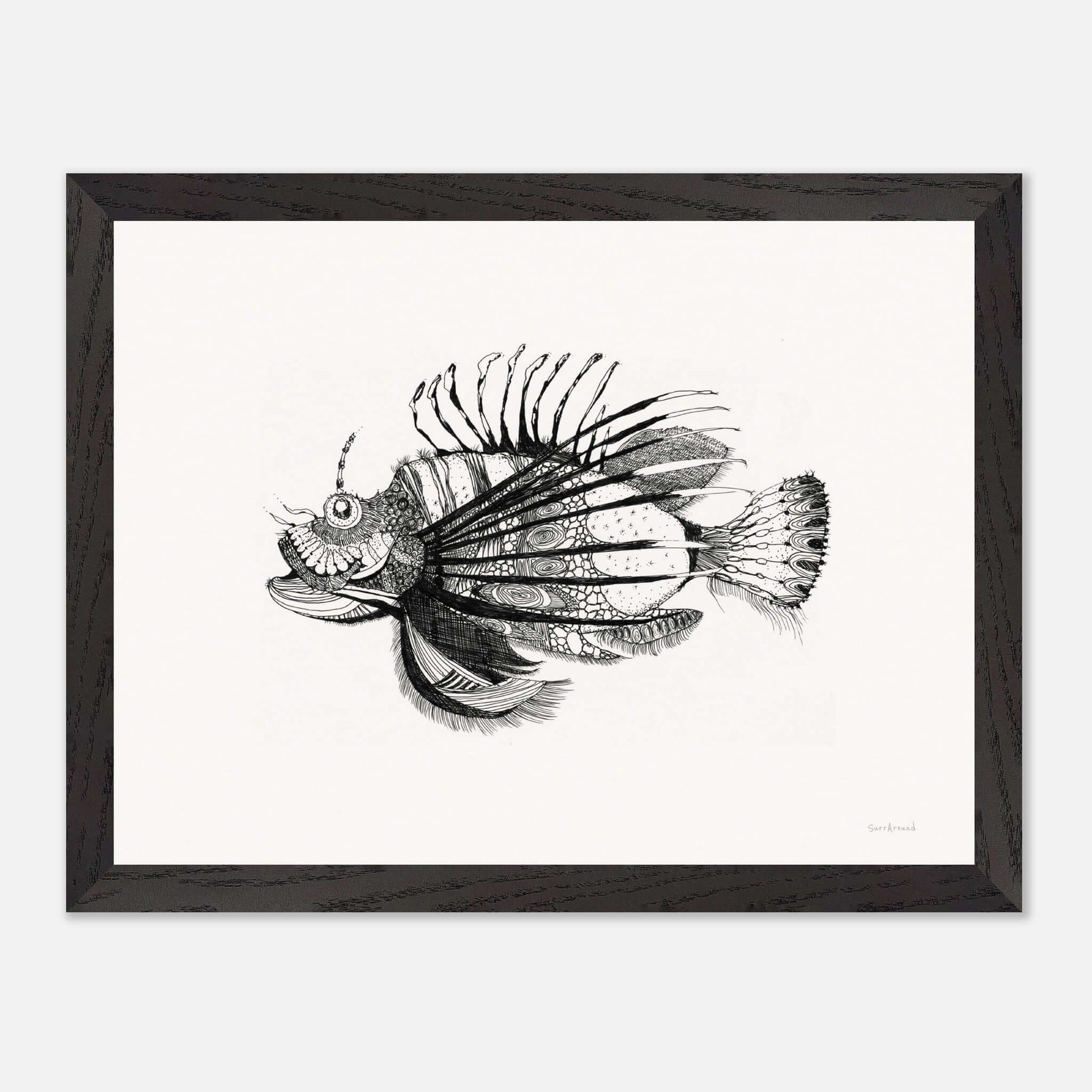 Premium Quality Wall Art, Lionfish, Beautiful Fish in WA. Inspired by the exquisite form adorned with poisonous spines, discovered at Exmouth. Premium Wooden Framed Poster With Museum-Quality Matte Paper Ready to hang.