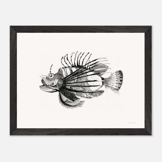 Premium Quality Wall Art, Lionfish, Beautiful Fish in WA. Inspired by the exquisite form adorned with poisonous spines, discovered at Exmouth. Premium Wooden Framed Poster With Museum-Quality Matte Paper Ready to hang.