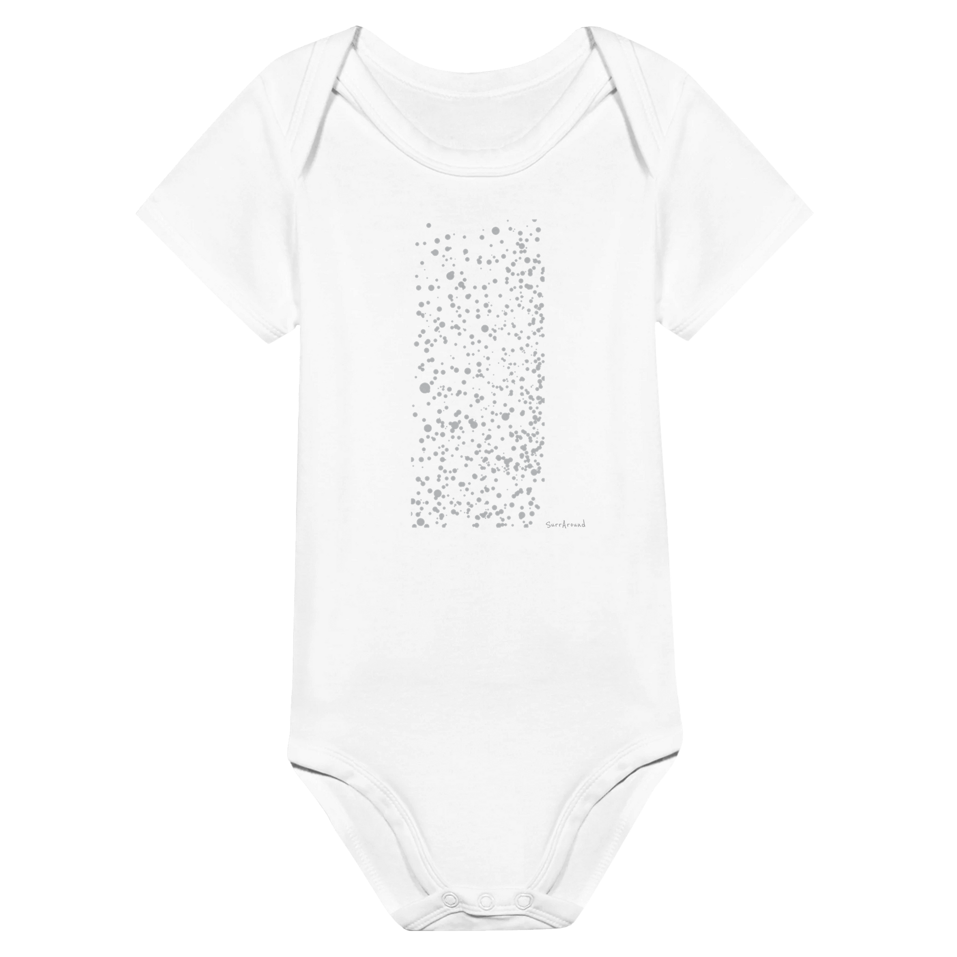 Baby Short Sleeve Bodysuit, Snow inspired by nature. Unique Unisex Classic Bodysuit, Eco-Friendly 100% cotton, soft and comfortable. Illustrated snow designed by Japanese artist.