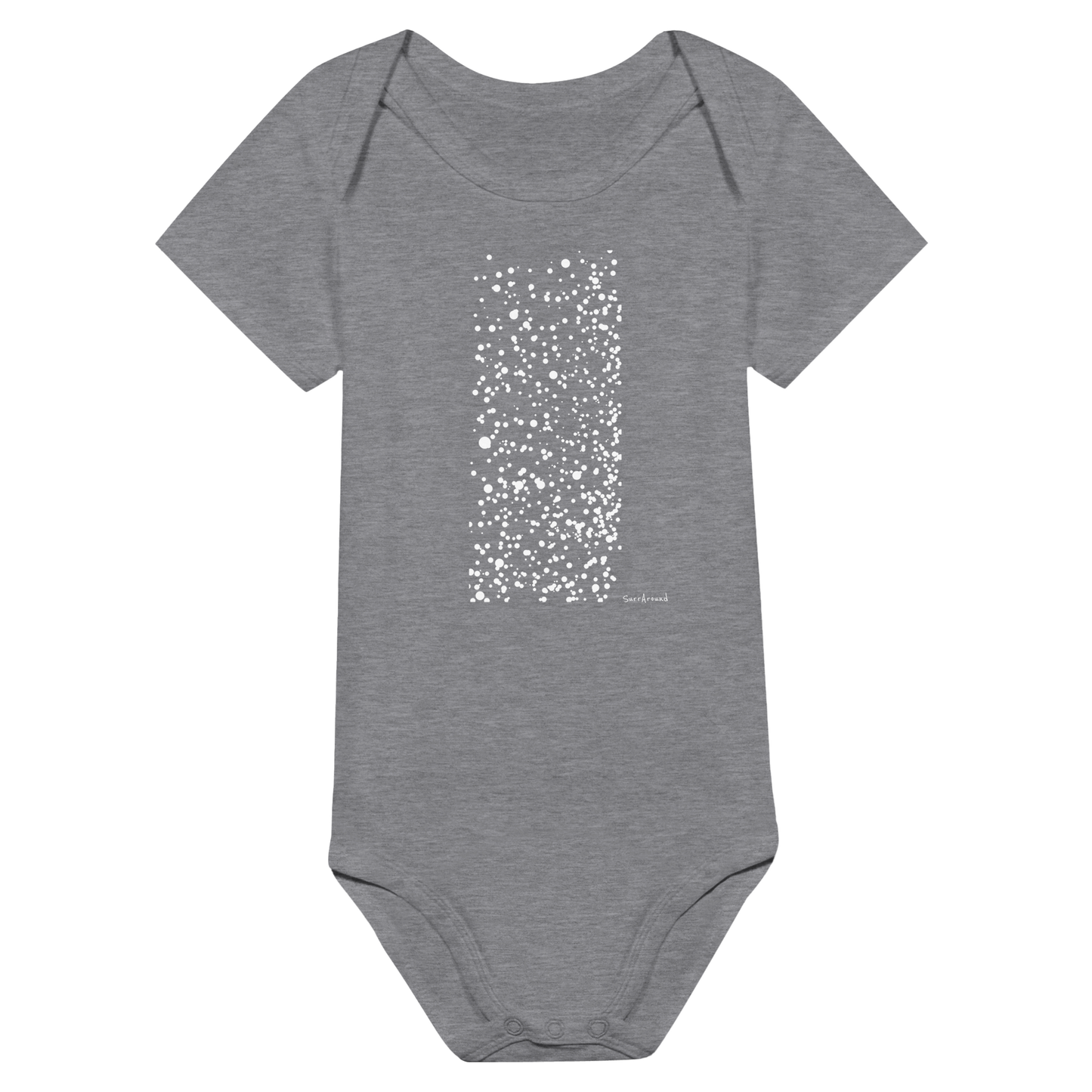 Baby Short Sleeve Bodysuit, Snow inspired by nature. Unique Unisex Classic Bodysuit, Eco-Friendly 100% cotton, soft and comfortable. Illustrated snow designed by Japanese artist.