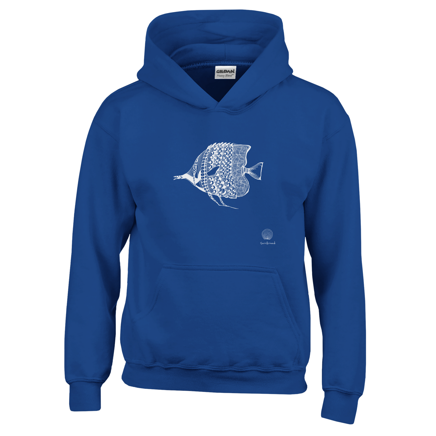 Unique Classic Kids Hoodie, beautiful fish design. Soft, durable unisex pullover hoodie, ideal for year-round wear. Illustrated unique fish, detailed with Japanese traditional patterns, hand drawn by artist.