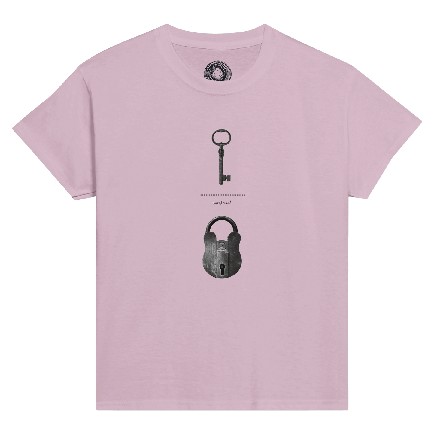 Classic Comfort Kids T-shirt, The Old Pair of lock and key. Old pair of lock and key in hidden space and time, designed by Japanese artist. Unisex Crewneck T-shirt, Eco-Friendly 100% cotton in soft feel.