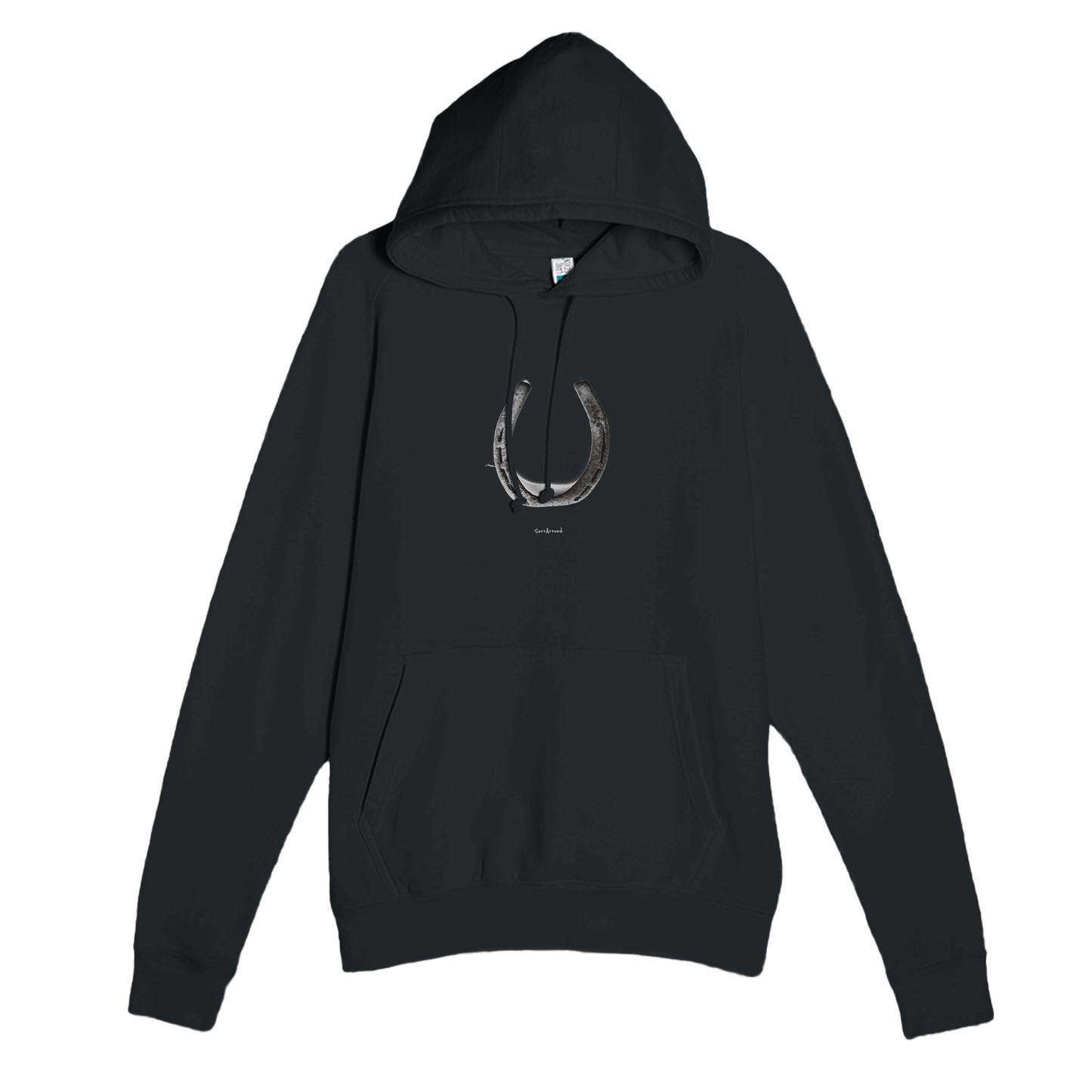 Unique Premium Adult Hoodie, Old Horseshoe in space & time. Bringing happiness with the steps brought by old rusty horseshoe. Soft, durable unisex pullover hoodie, ideal for year-round wear.