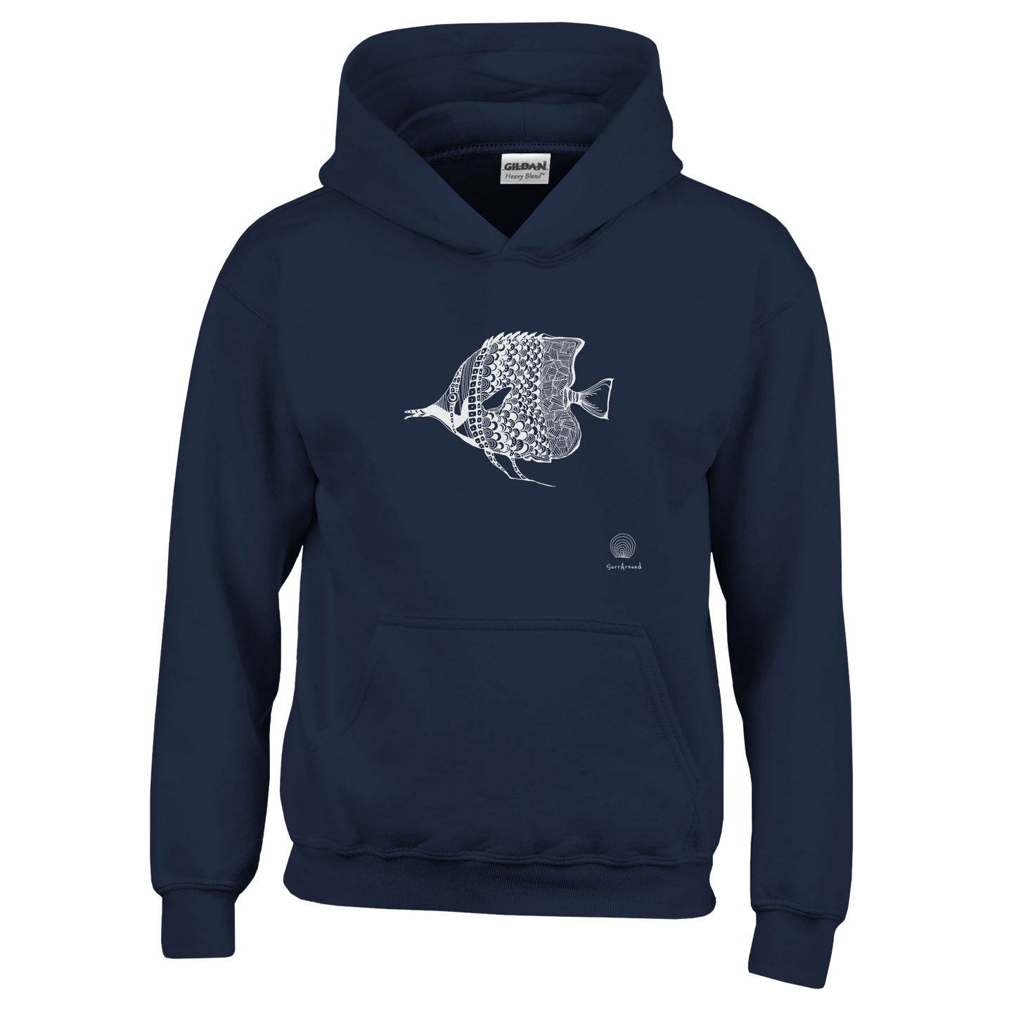 Unique Classic Kids Hoodie, beautiful fish design. Soft, durable unisex pullover hoodie, ideal for year-round wear. Illustrated unique fish, detailed with Japanese traditional patterns, hand drawn by artist.