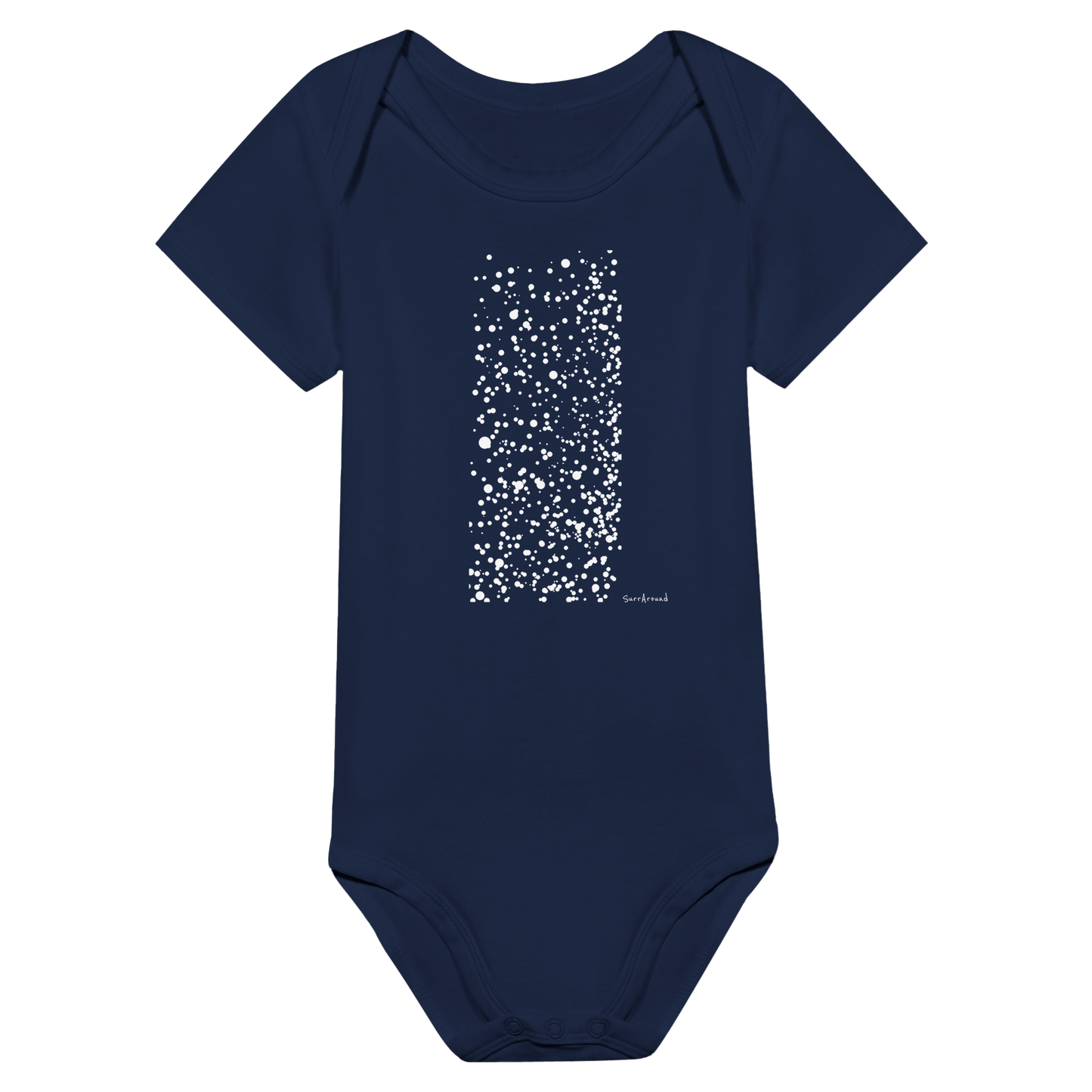 Baby Short Sleeve Bodysuit, Snow inspired by nature. Unique Unisex Classic Bodysuit, Eco-Friendly 100% cotton, soft and comfortable. Illustrated snow designed by Japanese artist.