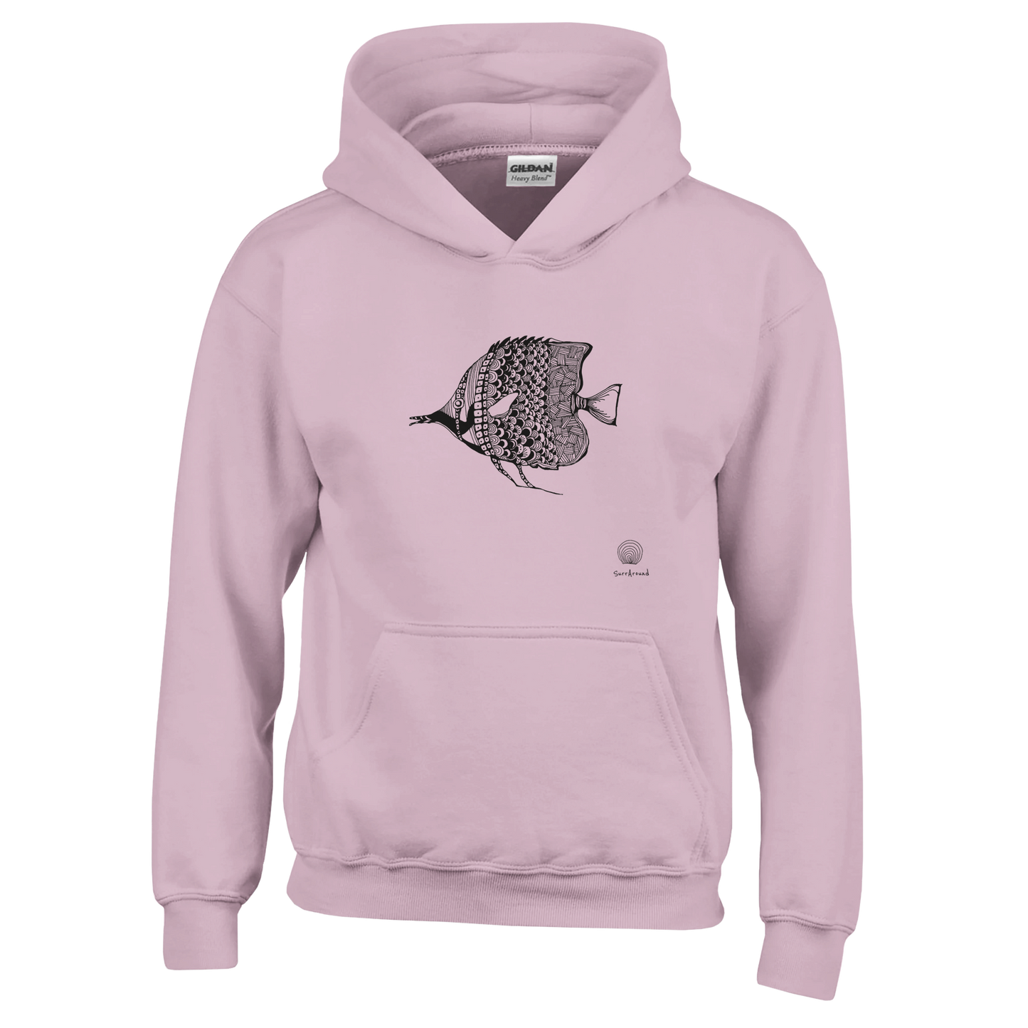 Unique Classic Kids Hoodie, beautiful fish design. Soft, durable unisex pullover hoodie, ideal for year-round wear. Illustrated unique fish, detailed with Japanese traditional patterns, hand drawn by artist.