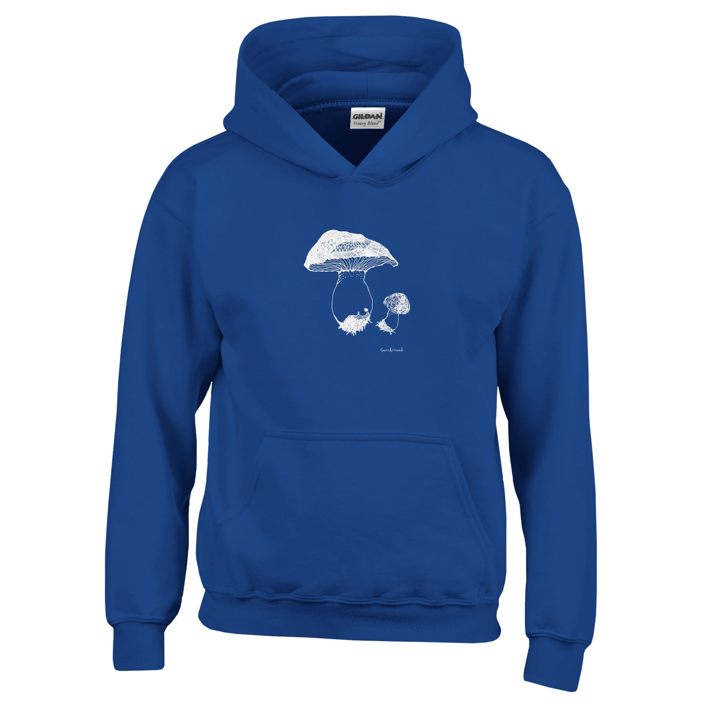 Classic Comfort Kids Hoodie, Mushroom designed by artist. Discover our Mushroom-themed soft, Pullover, 50% cotton & 50% polyester hoodie, durability with soft feel. Ideal for year-round wear with a kangaroo pocket.