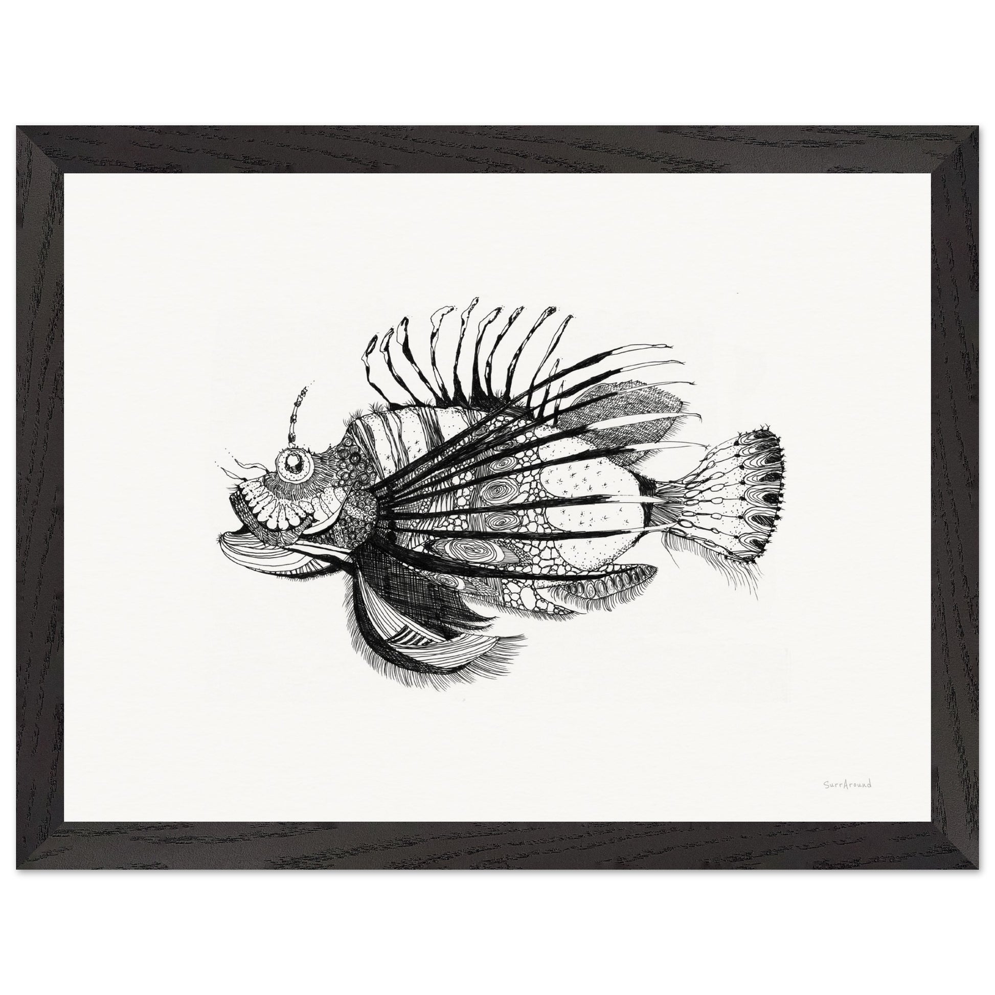 Premium Quality Wall Art, Lionfish, Beautiful Fish in WA. Inspired by the exquisite form adorned with poisonous spines, discovered at Exmouth. Premium Wooden Framed Poster With Museum-Quality Matte Paper Ready to hang.