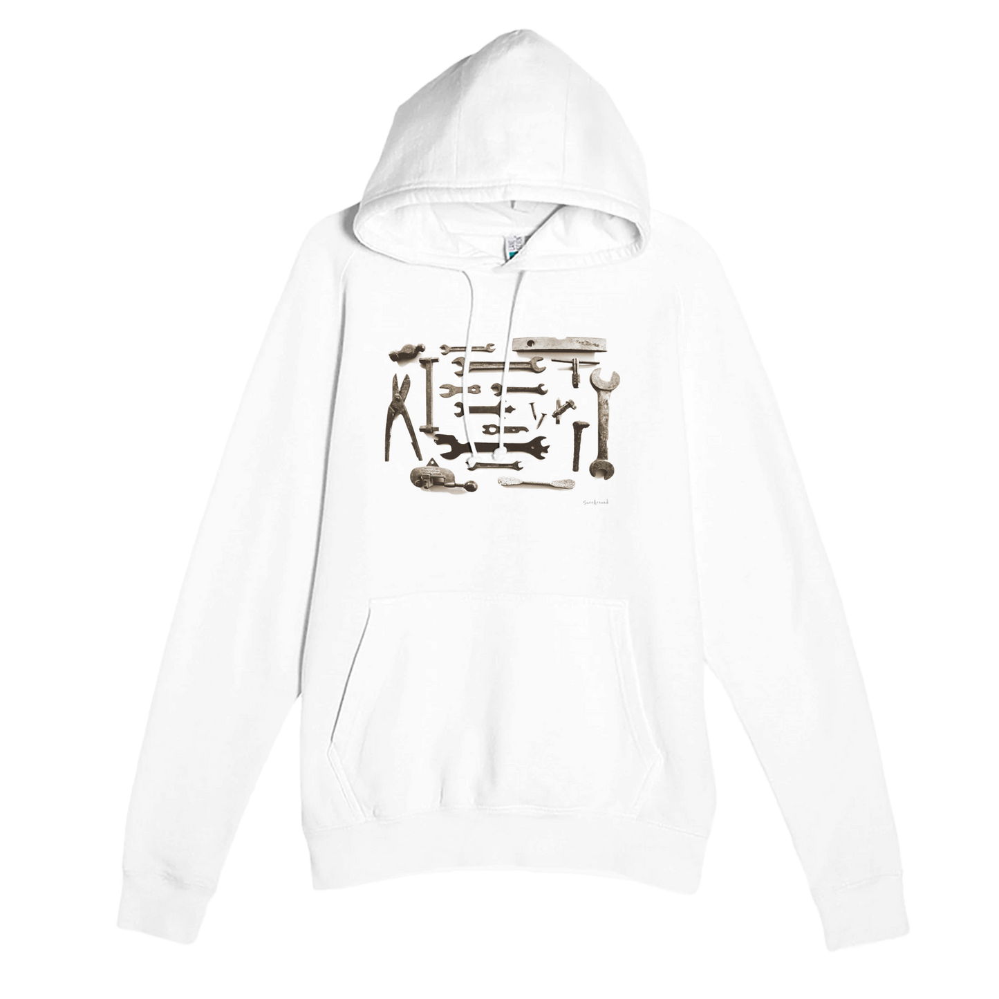 Unique Premium Adult Hoodie, Old Tools - Spanners. Old rusty tools must have hidden stories in space and time, designed by Japanese artist. Soft, durable unisex pullover hoodie, ideal for year-round wear.