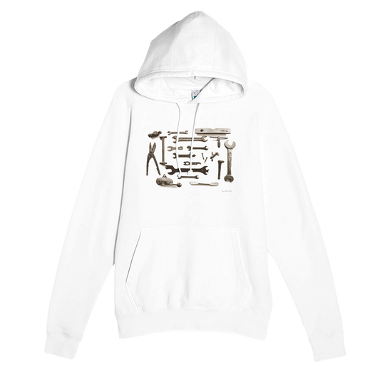 Unique Premium Adult Hoodie, Old Tools - Spanners. Old rusty tools must have hidden stories in space and time, designed by Japanese artist. Soft, durable unisex pullover hoodie, ideal for year-round wear.