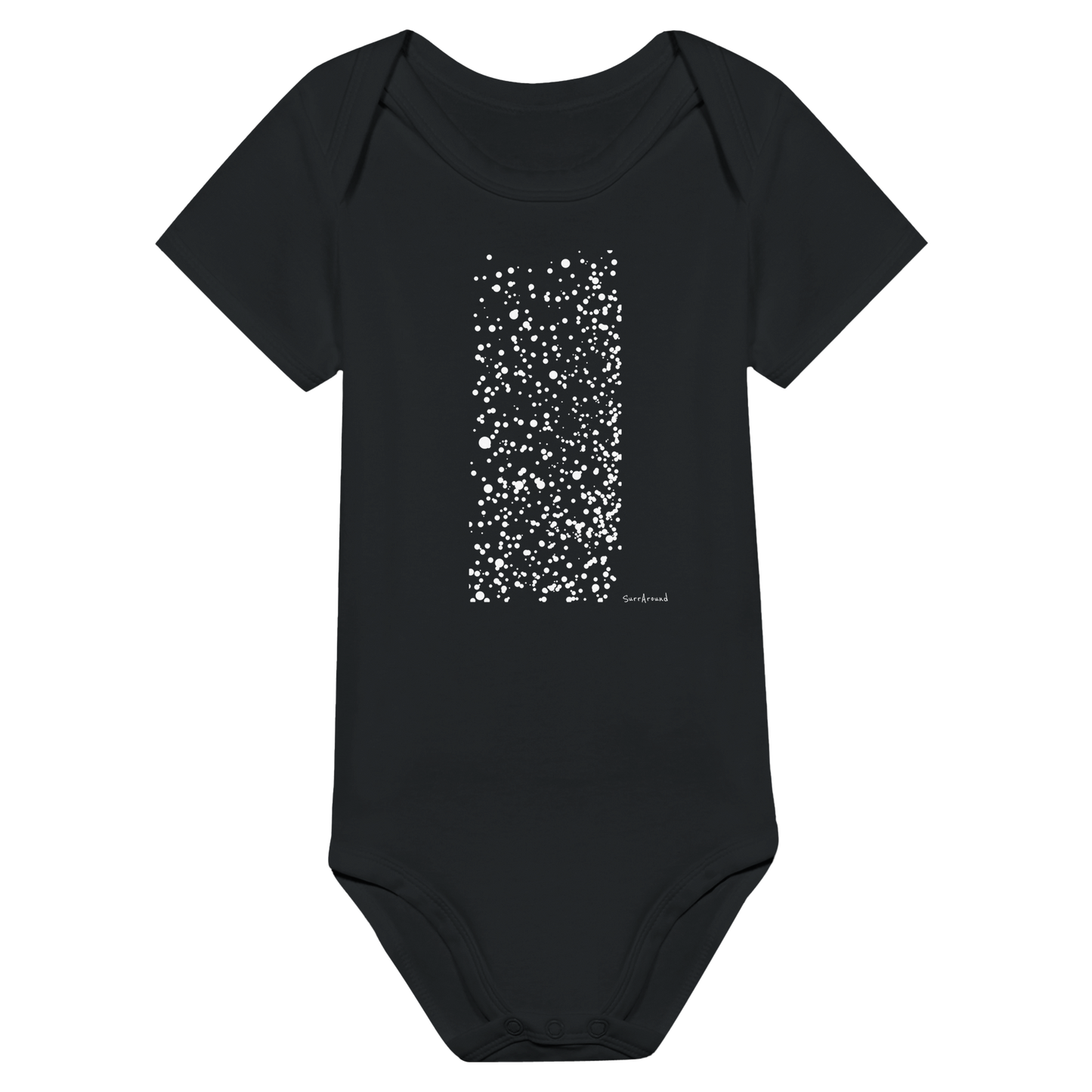 Baby Short Sleeve Bodysuit, Snow inspired by nature. Unique Unisex Classic Bodysuit, Eco-Friendly 100% cotton, soft and comfortable. Illustrated snow designed by Japanese artist.