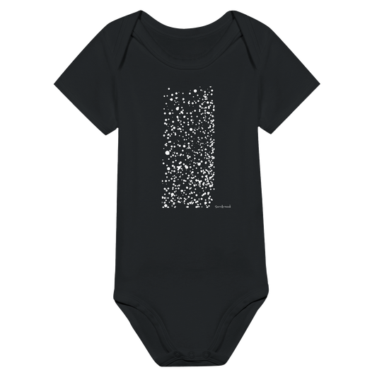 Baby Short Sleeve Bodysuit, Snow inspired by nature. Unique Unisex Classic Bodysuit, Eco-Friendly 100% cotton, soft and comfortable. Illustrated snow designed by Japanese artist.